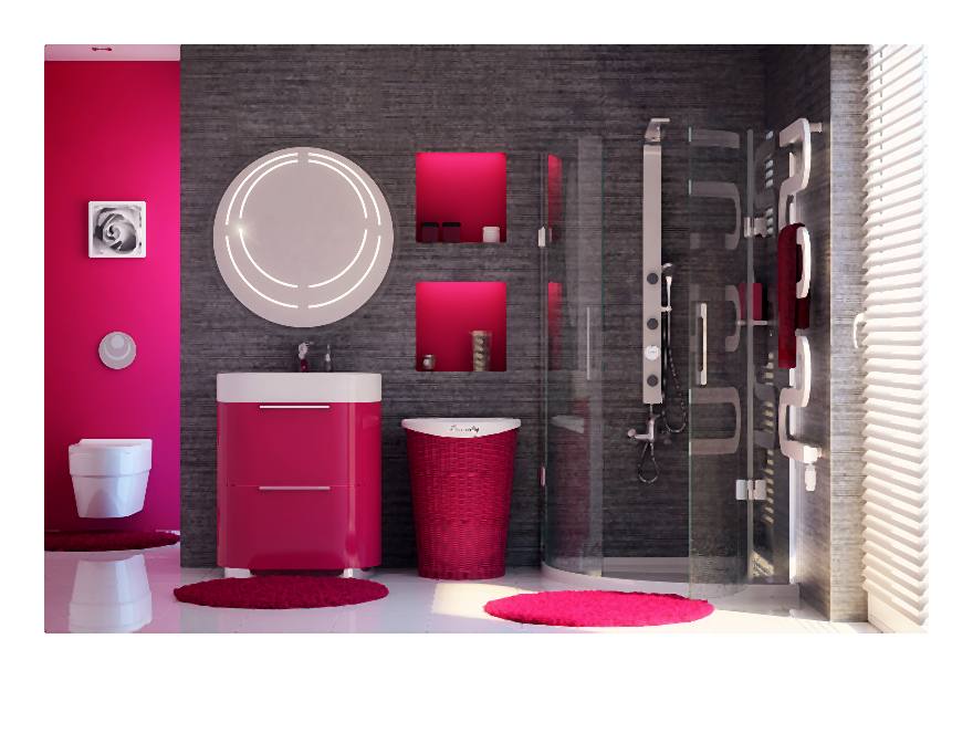 Fiolet? Róż? Kuchnie oraz toalety w odcieniach akcentach kolorów neonowych.